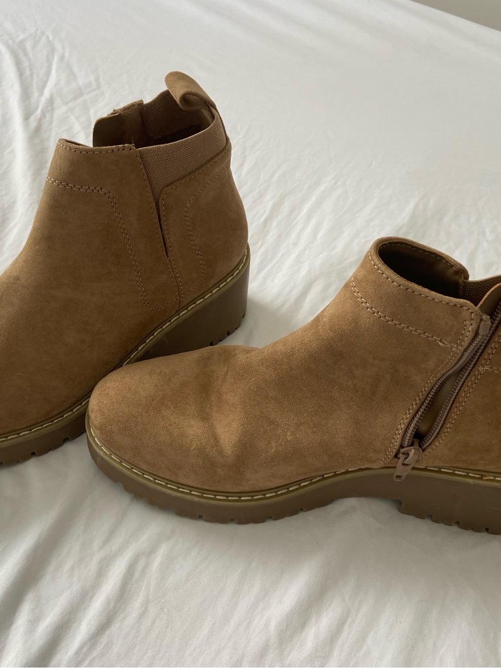 Kohl's Tan Suede Ankle Booties with Inside Zip